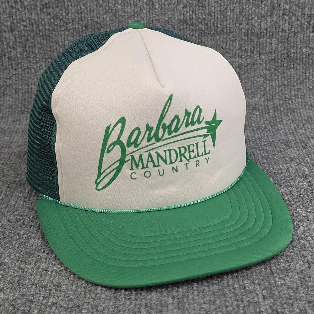 Vintage Barbara Mandrell Country Hat Cap Foam Front Snap Back Trucker‎ Green 80s